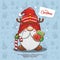 Cute Gnome Santa Claus With Candy Cane And Gingerbread On Seamless Background