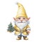 Cute Gnome Santa Claus With Yellow Color, Transparent Background