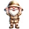 Cute Gnome Wearing Safari Suit Watercolor Clipart Illustration AI Generative
