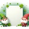 Cute gnomes with copy space and clover for st patricks day