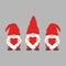 Cute Gnomes with hearts in red hats for Valentine s day cards, gifts, t-shirts, mugs, stickers, scrapbooking crafts and