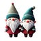 Cute gnomes wearing a Christmas themed outfit, wear a green knit hat. red long robe