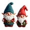 Cute gnomes wearing a Christmas themed outfit, They wear green and red knit hats.