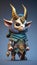 Cute Goat Animal Warrior 3D Game Model Generative AI