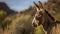 A cute goat grazes peacefully in a beautiful mountain meadow generated by AI