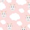 Cute goat seamless pattern with white clouds