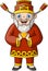 Cute of god of wealth cartoon holding gold ingot