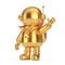 Cute Golden Cartoon Mascot Astronaut Character Person Waving Hand. 3d Rendering