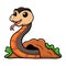 Cute golden crowned snake cartoon out from hole