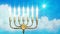 cute golden menorah light , conceptual object 3D illustration