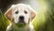 Cute Golden Playful Labrador Cub in the Meadow. Generative AI