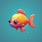 Cute Goldfish Pixel Art: Voxel Style Cartoon Character Design