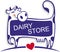 Cute good cow as logo element of dairy store.