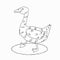 Cute goose white and black vector illustration for kid coloring book.