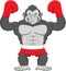 Cute gorilla boxing cartoon on white background