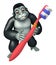 Cute Gorilla cartoon character with tooth brush