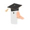 Cute graduate goose character. Geese head in graduation hat. Vector isolated illustration.