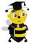 A cute graduated student bee, vector or color illustration