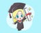 Cute graduation with cute expression cartoon character