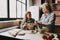 Cute Grandma and Granddaughter Cooking Salad