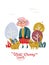 Cute grandma with her cats on vector greeting card with label best granny ever