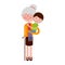 Cute grandmother with grandson avatar character