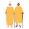 Cute grandmothers couple interracial characters