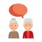 Cute grandmothers couple with speech bubble