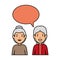 Cute grandmothers couple with speech bubble