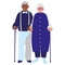 Cute grandparents couple interracial characters