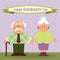 Cute Grandparents Day card with funny characters of Grandfather and Grandmother