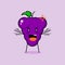 cute grape character with angry expression. both hands raised and mouth open