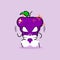 cute grape character with angry expression. nose blowing smoke, eyes bulging and grinning