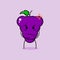 cute grape character with angry expression. one hand on chin