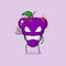 cute grape character with angry expression. one hand raised, eyes bulging and grinning