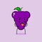 cute grape character with disgusting expression and tongue sticking out
