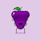 cute grape character with Embarrassed expression. green and purple