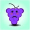 Cute grapes cartoon mascot character vector design