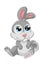 A cute gray baby rabbit with blue eyes vector illustration