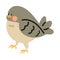 Cute gray bird doodle vector