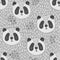 Cute gray cartoon pattern with big panda heads