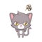 Cute gray cat character being mad