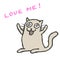 Cute gray cat wants love. Vector Illustration