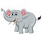 Cute gray elephant lifts its trunk and smiles cartoon vector illustration