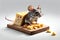 cute gray mouse with delicious cheese