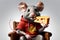 cute gray mouse with delicious cheese