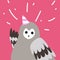 Cute gray owl wearing a party hat cartoon vector