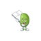 Cute green beans cartoon character design holding a flag