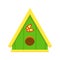 Cute green birdhouse with yellow roof, decorated with butterfly