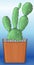 Cute green cactus, on a blue gradient background